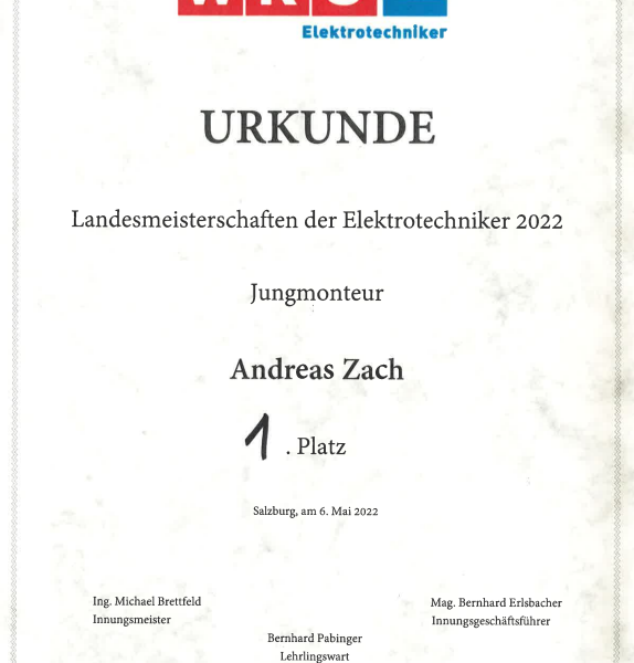 Stolz auf unseren Landesmeister Andi Zach Mai 2022